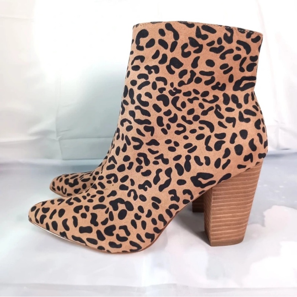 Carlos by Carlos Santana Leopard Print Block Heel Ankle Boots - Tan/Black
